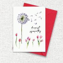 Deeply Sympathy Greeting Card, Dandelion Tulips Thinking Of You, Condolence Card, Bereavement Card, Thinking Of You, Sympathy Card, Deeply Sorry For Your Loss