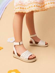 Girls' Wedge Espadrille Sandals – Platform Open-Toe With Ankle Strap (Toddler/Big Kid) - 杏色 - 查看 2