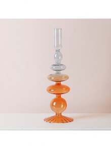 1 pieza Candelabro de vidrio creativo y sencillo, florero artístico para decoración del hogar, sala de estar y mesa, ideal para insertar flores secas