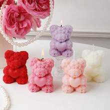 Valentine's Rose Bear Scented Candle, Long-Lasting Aroma, Bedroom Decor, Bear Shaped For Home - Available In Multiple Colors - View 4