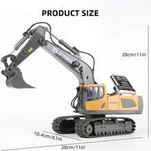 11通道合金和塑料遥控挖掘机玩具，高科技工程车辆玩具，适合男士和儿童的有趣礼物