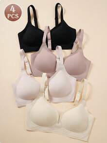 4pcs/Pack Seamless Wireless Bra With Lift Up Effect For Small Busts, Anti Sagging - Multicolor - View 2