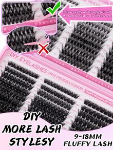 580pcs False Eyelash Clusters, 30D+40D+50D+60D+80D+100D, DIY Eyelash Extension Faux Mink Lashes - Premium D-Curl Fluffy Natural Thick Individual Lash Clusters, Suitable For DIY Eyelash Extension - Reusable, Lightweight And Easy To Apply - D - 查看 8