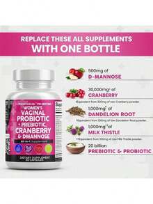 Women's Vaginal Probiotics   Prebiotics 2-Pack | 20B CFU With Cranberry & D-Mannose 500mg | Urinary Tract & PH Balance | Made In USA - 3件 - 查看 3