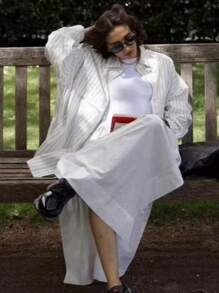 New Relaxed Vertical Striped Shirt, Oversized Mid-Length Boyfriend Style Long Sleeve Blouse For Casual Commute