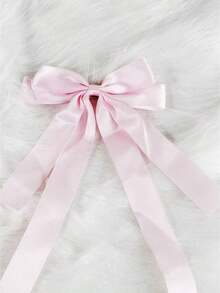 1 Cute Pink Fashion Style Satin Smooth Bow Hair Clip Claw Clips Hair Claws Hair Barrettes - 粉色 - 查看 3
