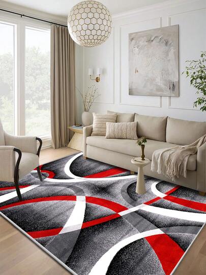 1pc Geometric Abstract Minimalist Style Carpet, Multiple Sizes Available, Super Fine Fiber Soft Comfortable Colorful Indoor Living Room Bedroom Office Non-Slip Washable Modern Decorative Home Rug Mat