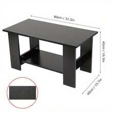 Modern Coffee Table Living Room Tea Side End Desk With Lower Storage Shelf Black - Black - View 2
