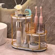 1 pieza Bandeja de baño de tres niveles para cosméticos, productos de cuidado de la piel, perfume, lápiz labial, para el baño, el dormitorio, el escritorio, regalo de Navidad, accesorios de baño, organizador de baño, de vuelta a la escuela