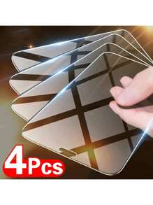 4 paquetes de protectores de pantalla HD transparentes compatibles con 16 Pro Max/16 Pro/16/15 Pro Max/15 Pro y modelos anteriores (serie 11-14). Respetuoso con las fundas, cobertura completa y vidrio antiarañazos 9H para protección diaria / multiuso (revestimiento antihuellas + kit sin burbujas con pegatinas antipolvo)
