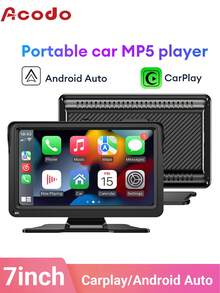 Acodo 2025 New 7Inch Universal Portable Car Multimedia Player Wireless Carplay And Wireless Android Auto Car Radio Touch Screen Sun Visor