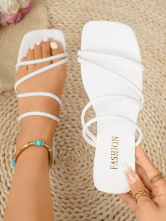 女士几何镂空凉鞋，通勤拼色交叉设计沙滩鞋，透气软底女士夏季时尚露趾编织拖鞋