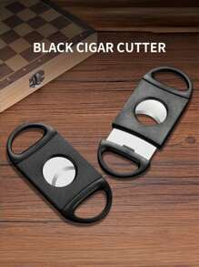 1 Stück tragbare schwarze Zigarrenschneider, Zigarrenschneider aus rostfreiem Stahl mit doppelter Schneide, tragbare Zigarrenschere, Raucherzubehör