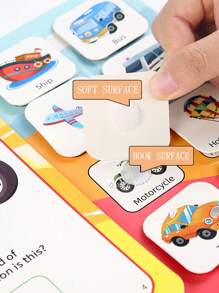 1 pieza Libro didáctico y cognitivo sin ruido para niños pequeños con pegatinas, libro de actividades Montessori, juguete educativo hecho a mano para preescolar, libro de juguete para aprender el alfabeto y reconocer animales