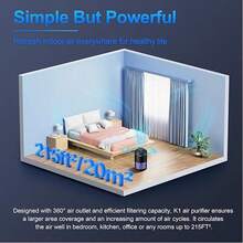 Air Purifiers For Bedroom Home, HEPA Air Purifiers Air Cleaner For Pets Allergies, Virus Air Purifier For Dust, Portable Baby Air Purifier With Low Noise Sleep Mode For Office & Room, White,Healthy Christmas Gift - 黑色 - 查看 5