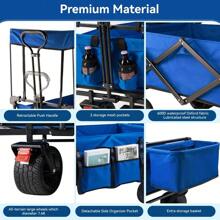 Perfect For Father's Day Gift, 39" Oversized Foldable Cart With Canopy, 330lbs Capacity, All-Terrain Wheels & Rear Storage Box, Great For Beaches, Lawns, Sports, Camping, Fishing, Barbecues, Mobile Carts.