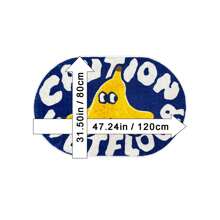 1pc Blue Cartoon "Caution Wet Floor" Plush Carpet, Soft & Comfortable Faux Wool Material, Non-Slip Backing, Suitable For Bathroom, Laundry Room, Kitchen, Vanity, Creative Doormat, Oval Banana Peel Shaped Bathroom Mat Home Bathroom Decor Bath Rug Outdoor Rug Door Mat Summer Bathroom Accessories Back To School