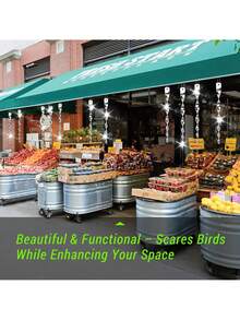 6pcs Woodpecker Home Pole, Outdoor Bird Reflective Equipment, Reflective Scare Pole, Outdoor Bird Reflector, Bird Scare Pole Silver Suspension Plastic Bird Deterrent Device, Wind-Driven Rotating Scare Pole Suitable For Eaves, Branches, Balconies, Gardens, Orchards - Silver - View 12