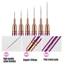 1pc Metal Handle French Stripe Liner Nylon Brush 3d Tips Manicure Ultra-Thin Line Drawing Pen Brushes Painting Nail Art Tools Christmas