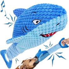 Crinkle Blue Shark Dog Toys For Aggressive Chewers, Dog Toys To Keep Them Busy, Interactive Squeaky Pet Toys, For Puppy Toys For Small,Medium,Large Breeds