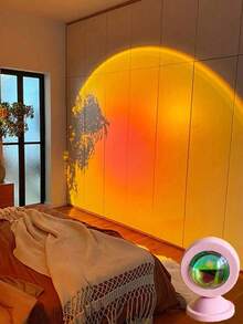 1pc RGB Sunset LED Strip Light With Remote Control, Ambiance Light, INS Photography Light, Shape Light, Sunset Lamp For Bedroom, Bedside Table Lamp With Projection, Sunset Lamp, USB Interface Room Decoration Gift - 多色光 - 查看 2