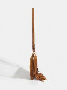 时尚畅销复古棕色流苏斜挎包，女士单肩包，波西米亚风方包，休闲、工作、购物、聚会、上学、旅行 - 彩色 - 查看 11