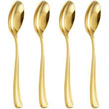 48pcs Gold Mirror Finish Thick Spoons, Suitable For Home, Outdoor Picnic, Birthday Party, Friends Gathering, Wedding Banquet And More,School Supplies