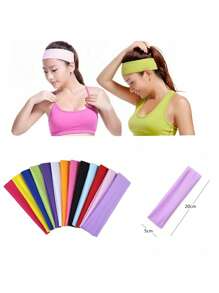 1pc/3pcs/6pcs/10pcs/20pcs [Random Color] Unisex Solid Color Elastic Sports Headband, Absorbent Fitness Yoga Running Hairband, Elegant & Versatile Hair Accessories, Men Vacation Accessories, Soccer Headband, Men Accessories