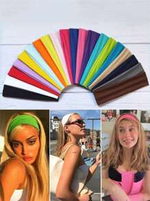 1pc/3pcs/6pcs/10pcs/20pcs [Random Color] Unisex Solid Color Elastic Sports Headband, Absorbent Fitness Yoga Running Hairband, Elegant & Versatile Hair Accessories, Men Vacation Accessories, Soccer Headband, Men Accessories