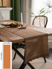 1 pieza Camino de mesa estilo vintage americano, unicolor caqui tejido con borlas naturales, rectangular para mesa de café, soporte de TV, fiesta, cumpleaños, decoración de mesa de comedor, para todas las estaciones, decoración de otoño, decoración de la habitación