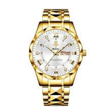 YaLaLuSi 1 pièce Montre à quartz de luxe de couleur dorée de la marque YaLaLuSi. Conception du boîtier résistante et de couleur vive, décorée de strass. Cadran simple avec aiguilles lumineuses et fonction calendrier. Convient pour le travail, les affaires, l'usage quotidien, les fêtes. Cadeau idéal pour la famille, les amis, anniversaire, vacances.