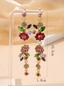 1 par de aretes elegantes y de lujo con diseño de flor de cristal de roca, adecuados como regalo para esposa, novia, Día de San Valentín, Día de la Madre, cumpleaños, Navidad