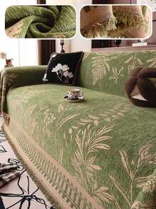 1 pièce Couverture de sofa en chenille, motif feuille bohème, doux, adapté aux animaux de compagnie, lavable en machine, 100% polyester, avec housse de protection de sofa pour chambre à coucher, salon, décoration de maison, housse de sofa, housse de canapé, décoration de salon, décoration de pièce