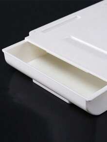 1 pieza Caja de almacenamiento con cajón deslizable, cajón de escritorio autoadhesivo, cajón de escritorio oculto, adecuado para oficina, hogar, escuela, color blanco - Multicolor - Ver 3