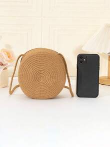 2pcs/1pc Women Khaki Wavy Sunflower Beach Sun Hat & Straw Crossbody Bag & Coin Purse Set, Suitable For Daily, Vacation, Travel - Multicolor - View 6