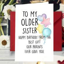 1pc Birthday Greeting Card, Sincere Blessings For Sister,School Supplies,Back To School