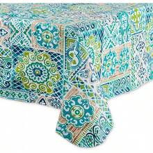 Spanish Tile Print - Mantel de Vinilo Multiusos con Respaldo de Franela, Rectangular, 60 x 102, azulejo español - Azulejo español - Ver 4