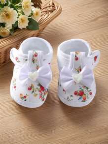 1 par de zapatos/calcetines para bebés niñas con suela blanda, encaje, moño, para recién nacidos e infantes de 0 a 12 meses, calzado de princesa para los primeros pasos