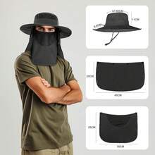 Sombrero de Pesca Protección, UPF50+ Sombrero para el Sol para Hombre y Mujer, Gorro Pescador con Cortinas para Cara y Cuello, Plegable y Impermeable, para Senderismo, Camping, Playa, Jardín Unisex - Negro - Ver 8