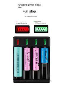 2/4 槽 USB 充电器 18650 电池充电器适用于 4.2V 可充电锂电池 10440 14500 18650 - 否 - 查看 8