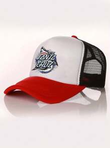 1pc Y2K Shark Print Baseball Cap, Mesh Trucker Hat, Breathable Adjustable Golf Sun Hat, Fashionable Curved Brim Sun Hat For Women/Men, Couples Summer Sun Protection