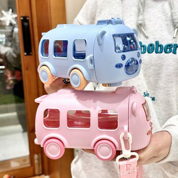Botella de agua con pajita, taza infantil linda, a prueba de caídas, para la escuela, autobús escolar o coche