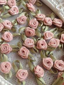 20/50/100 Stücke Mini handgemachte Rose Blume Satinband Rosetten Stoff Applikationen für Hochzeitsdekoration, Basteln, Nähzubehör