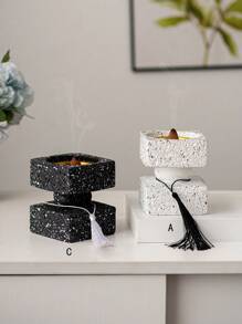 1 Peça Queimador de Incenso Quadrado de Resina para Mão, Textura Pontilhada, Preto e Branco, Estilo Moderno Minimalista, Suporte de Incenso para Hotel, Casa, Escritório, Sala de Estar, Decoração de Feriado