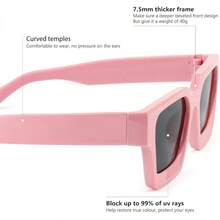 Square Men Women Fashion Thick Rectangle Glasses Shades Designer Style - Pink - View 4