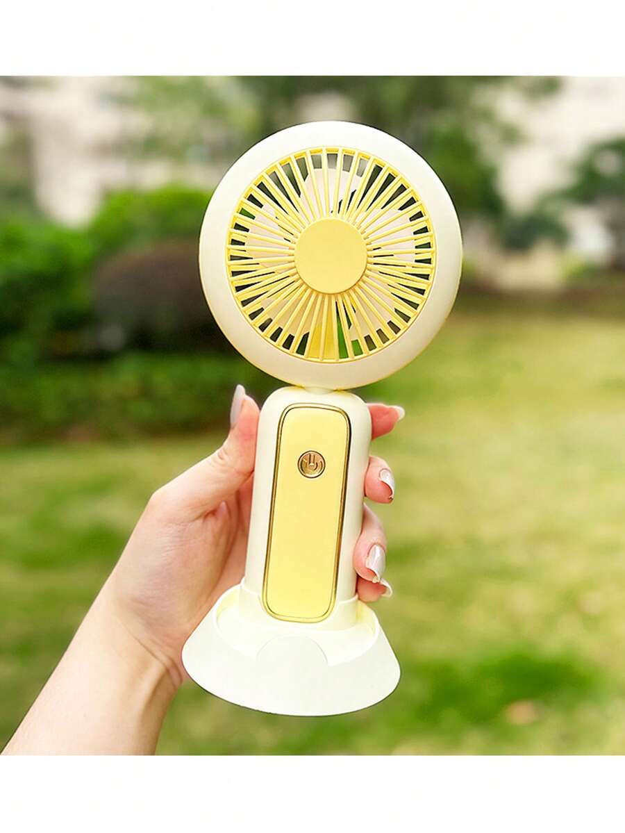 Mini Portable Handheld Small Desktop Fan USB Charging Desktop Fan With Light Folding Small Fan - Yellow - View 1