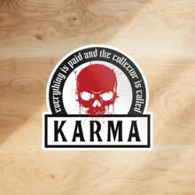 Karma Vinyl Stickers, Skull Red Stickers, Cool, Suitable For Car Bumpers, Water Cups, Tablets, Mobile Phone Cases, Etc., Disposable Stickers
