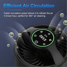 Air Purifiers For Bedroom Home, HEPA Air Purifiers Air Cleaner For Pets Allergies, Virus Air Purifier For Dust, Portable Baby Air Purifier With Low Noise Sleep Mode For Office & Room, White,Healthy Christmas Gift - 黑色 - 查看 6