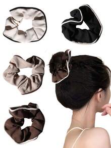 4 件装简约纯色弹力发圈，温和呵护秀发，高弹力，适合马尾辫、发髻、日常、洗脸、通勤、购物、节日，是情人节、感恩节、生日的最佳礼物，发圈发圈，休闲，头饰