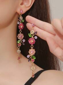 1 par de aretes elegantes y de lujo con diseño de flor de cristal de roca, adecuados como regalo para esposa, novia, Día de San Valentín, Día de la Madre, cumpleaños, Navidad